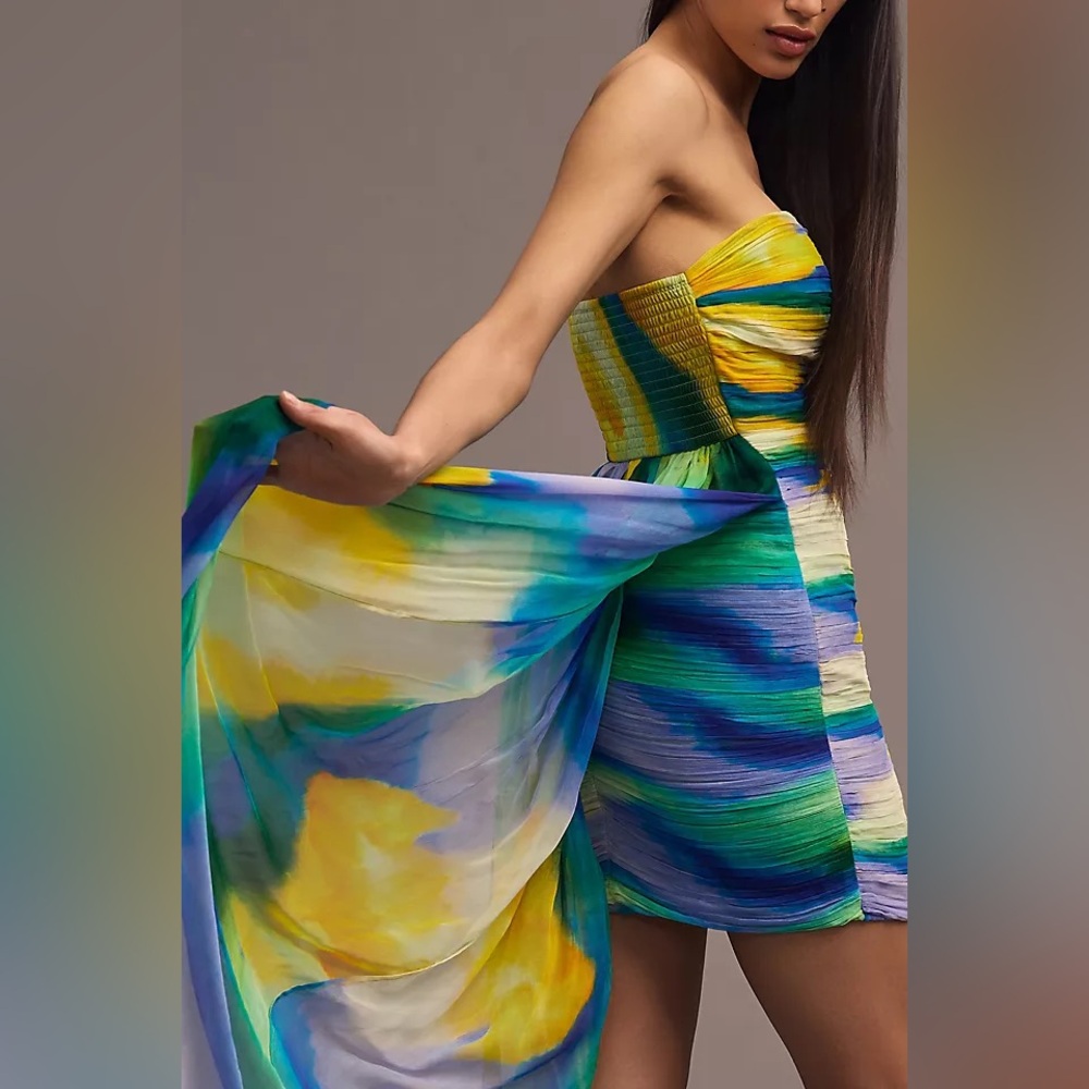 Vineet Bahl Blurred Sheer Mini Train Dress - Picture 5 of 14